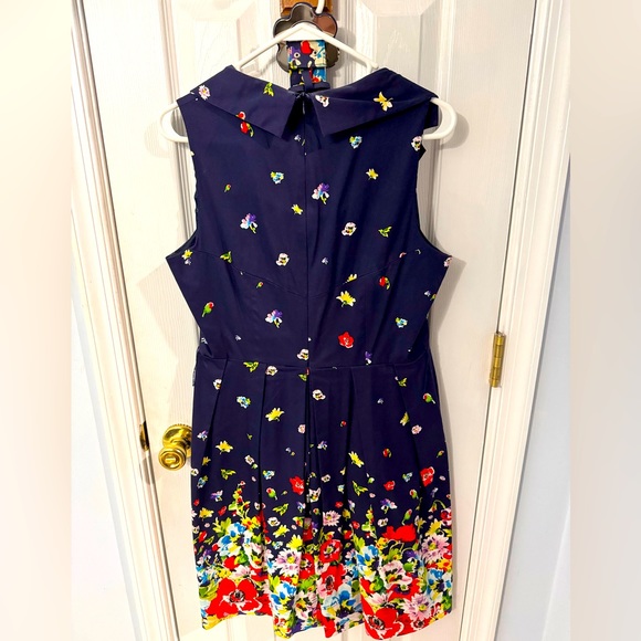 Navy Blue Floral Spring Dress - Picture 2 of 6